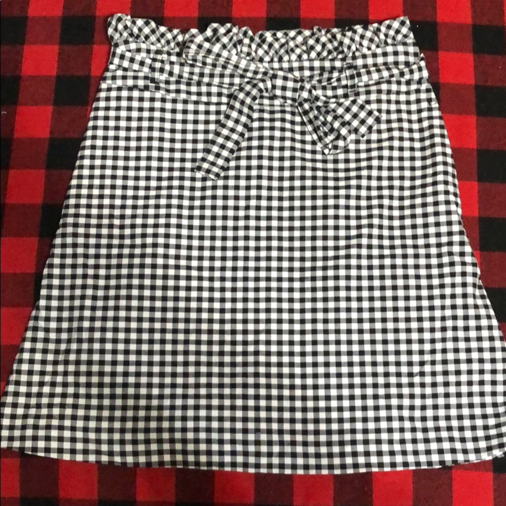 Black and white checked skirt